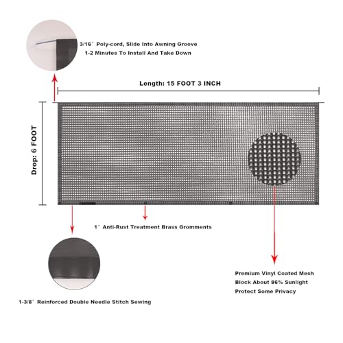 Image of RV Awning Mesh Sun Shade Screen for Motorhome Camper Trailer Sunshade