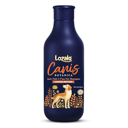 Image of Lozalo Canis Botanica Pet Shampoo 750ml | Anti Tick & Flea Dog & Cat Shampoo with Neem, Lemongrass & Eucalyptus | pH Balanced, Anti-Itch, Lustrous Coat, Silicone & Paraben Free Shampoo for All Breeds