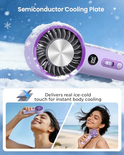 Image of ARCTlCOOL Portable Mini Fan with Semiconductor Cooling Tech - 5900 RPM Rechargeable Handheld Fan with Buckle, 2000mAh Battery, Pocket-Sized Cooling for Makeup, Travel, and Outdoor Use