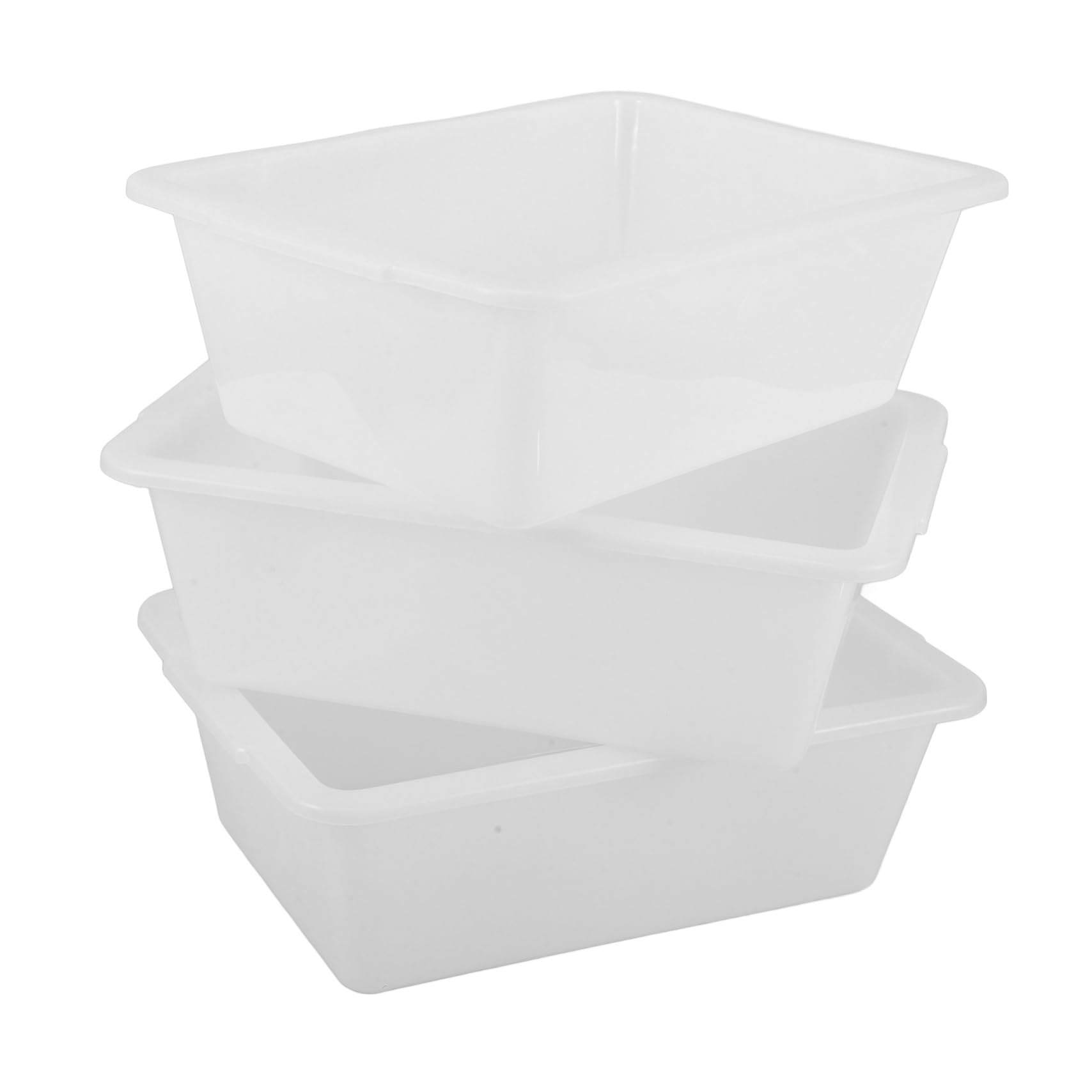 SHOWERORO 3pcs Commercial Plastic Storage Bin for Restaurants Rectangular Utility Tote Handle for Dishwashing Food Storage Ice Basins and Organizing