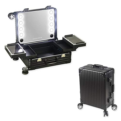 Preisvergleich Produktbild Ali@ 20 Zoll Professionelle Einstellbare LED-Verfassungs-kosmetischer Fall, Aluminium-Magnesium-Legierung Bluetooth Musik-Trolley-kosmetischer Fall, Reise tragbare Plug-In Makeup-Trolley
