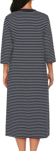 Ekouaer Nightgown Zipper Front Housecoat Lepard Print Housedress Cotton Robe With Pockets For Women #TOP3