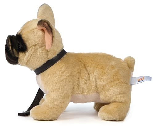 Uni-Toys - Französische Bulldogge (beige) - Mit Leine - 26 cm (Länge) - Plüsch-Hund - Plüschtier, Kuscheltier