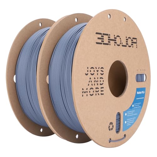 Matte PLA Filament 1.75mm, Upgrade 3D Printer Filament, 1KG*2 Cardboard Spool 3D Printing Filament for 3D Printers(Matte Grey 2Pack) Matte-1kg*2 Grey