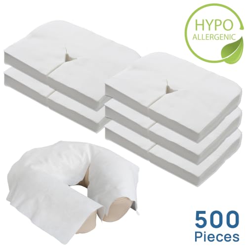 Image of EARTHLITE Flat Disposable Face Cradle and Headrest Covers, 500-Pack, Medical-Grade, Ultra Soft, Luxurious, Non-Sticking for Massage Tables & Chairs, White