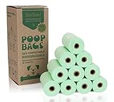 COMPOSTABLES A BASE DE PLANTAS: Las bolsas de caca para perros BIOFAMI están fabricadas con PLA+PBAT y materiales de origen vegetal sin polietileno. Se descomponen completamente en 180 días cuando se colocan en un entorno de compostaje. Dejando sólo H2O, CO2 y humus al medio ambiente.