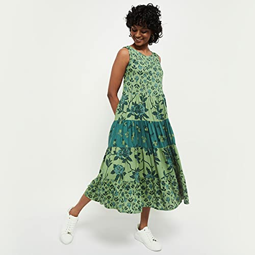 Image of Max Women's Rayon Printed Midi Dress Ankle Length Ethnic