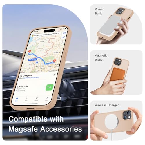 Image of for iPhone 15 Plus Case, iPhone 14 Plus Case, Matte Magnetic Phone Cover with 1 Screen Protector [Support for MagSafe] [Shockproof Military Grade Protection] Translucent Frosted Back, Coral Pink