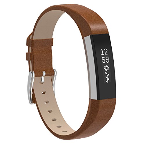 Henoda Replacemnt Leather Bands Compatible with Fitbit Alta/Fitbit Alta HR, Classic Genuine Leather