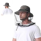 Mosquito Net Hat - Safari Sun Visor Hat with Removable Bug Net for Outdoor Men and Women Army Green