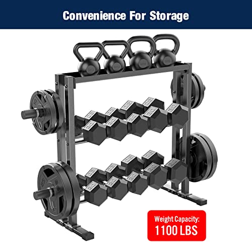Royal Fitness 3Tier Combo Dulbbell Rack, Weight Storage Rack Stand for Dumbbells, Kettlebells