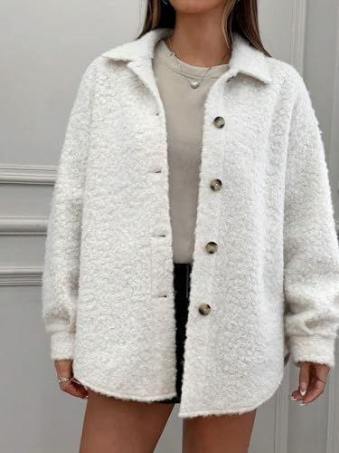 Charming Beige Womens Fuzzy Knit Jacket for Cozy Fall Winters – Size Large - Image 2