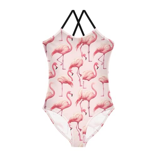 ALAZA Cute Flamingo Bird Girls Swimsuit Bathing Suit Beach Swimwear One Piece 3T