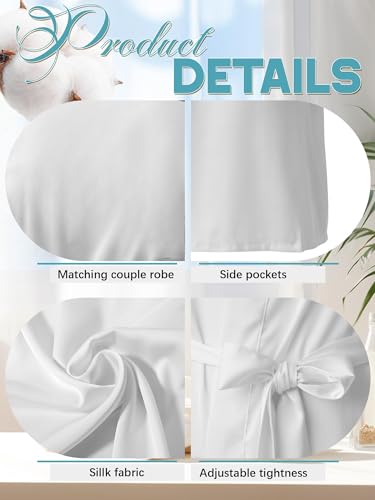 Image of Jecery 2 Pcs Satin His and Hers Robes Set Mr. Mrs. Silk Matching Robe for Couples Women Man Wedding Engagement Bridal Gift