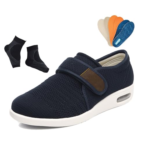 Elderly Diabetic Shoes, Men's Plus Size Non-Slip Swollen Feet Adjustable Diabetic Shoes, Fattening and Widening Casual Orthotic Plantar Fasciitis, for Elderly Foot Pain Relief Swollen