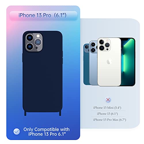 Image of Compatible with iPhone 13 Pro Case with Lanyard Crossbody iPhone Case with Strap 13 Pro Adjustable Shockproof Drop Protection Silicone Phone Cover for iPhone 13 Pro 6.1'' Navy Blue