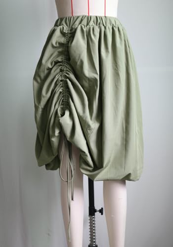 Molisry Women's Ruffle Bubble Skirt Casual High Waisted Side Slit Flowy Cute Midi Skirt Y2K Daily4