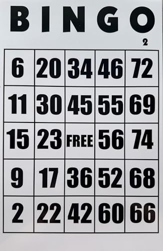 Giant Laminated Bingo Card 11 x 17 Extra Large 2 Numbers Reusable White Background Single Pack Oversized Bingo Card for Seniors Events Classroom Parties Games
