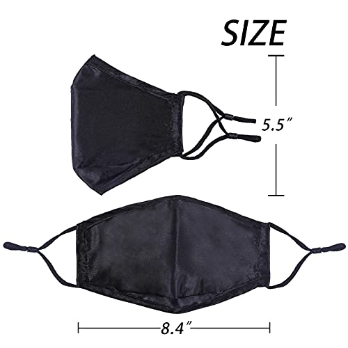 YUESUO Máscara facial de seda reutilizável para homens e mulheres cetim preto rosa bonito design res