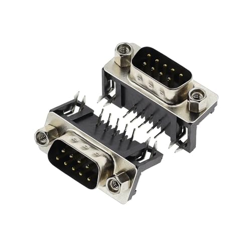 TSIOHKBS 100PCS DB9 Female Male PCB D-Sub 9Pin PCB Connector RS232 Connector 90-Degree Bent Needle DR9 (100pcs Male)