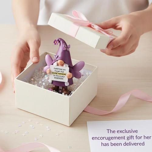 Lavezee Gnome Gifts for Women Mom Grandma, Handmade Purple Gnome Statue Stocking Stuffers, Encouragement Emotional Gifts - image 3