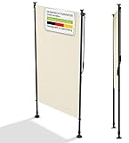 YEAUPE PRO Senkrechtmarkise außen, 150 x 270 cm, Cremefarben, ohne Bohren, Klemmmarkise mit Handkurbel, geeignet für Balkon, Terrasse, Außenbereich und Garten, wetterfester Sichtschutz