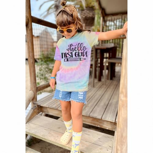 Image of MODNTOGA Kid Girl Boy First Day of School Shirt Back to School T-Shirt Hello Kindergarten 1st 2nd 3rd Grade Graphic Tee Tops