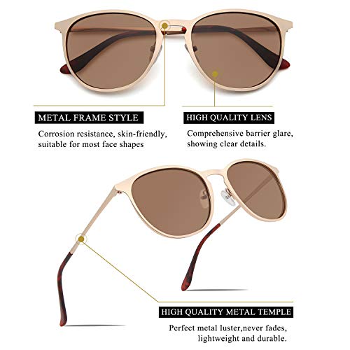 Classic Round Retro Sunglasses UV400 Circle Lens Metal Frame Men Women FW10062 Pairs(c2 Gold + C7 Black)4