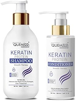 Sulphate Free Keratin Shampoo and Conditioner Combo Set | Keratin Protein Smooth Shampoo (300ml) and Conditioner (150ml) | No Sulphate, Parabens & Silicones Added | Set Of 2