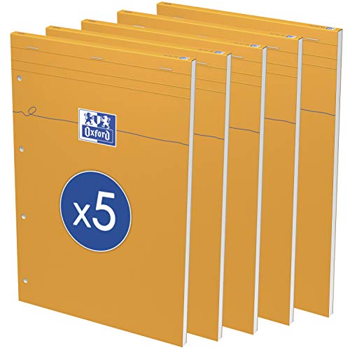 Bloc-notes A4+ Oxford lot de 5 cahiers agrafés papier uni couverture orange