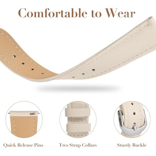 EverAct Slim Leather Band Compatible with Garmin Garmin Venu 3 45mm Watch Band/Venu 4 45mm/Venu 2/Vivoactive 4, 22mm Genuine Leather Thin Narrow Replacement Strap for Forerunner 265/255/255 Music by EverAct - Used condition - Image 3