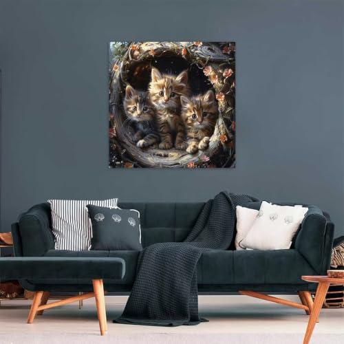 Pintar por Números Adultos Gato contra el Estrés: Kit de Pintura Fácil 80x80cm 7