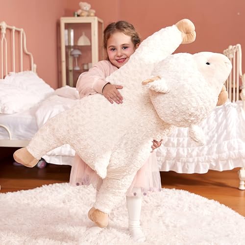 Image of IKASA Large Sheep Cuddly Toy, Giant Soft Toy, Large Plush Toy, Giant Plush Toy, 78 cm, Fluffy Jumbo Plush Toys, Soft XXL XL Stuffed Toys, Cute, Gift for Children (White, 78 cm)
