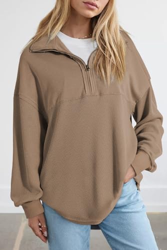 Image of SHEWIN Women Fall Sweatshirt Casual Half Zip Pullover Fall Top 2026 Clothes