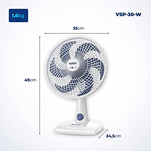 Ventilador Mondial, Maxi Power 30cm, 110V, Branco/Azul, 50W - NV-15-6P