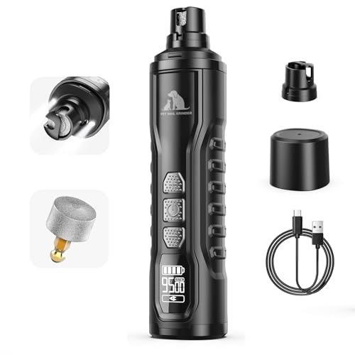 Juveximzy Electric Dog Nail Grinder: Upgraded 5-Speed Quiet Dog Nail Trimmer-Safe Painless...