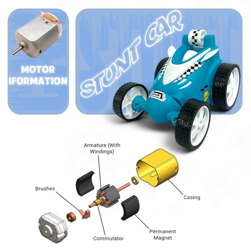 Image of 360 Degree Rechargeable Remote Control Small Stunt Car Toy for Kids, 4WD RC Off-Road Rock Crawler Vehicle for Boys & Girls, Anti-Skid Rubber Tires for Indoor Outdoor Play, Blue, 368