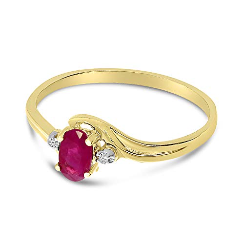 Direct-Jewelry 10K Yellow Gold Oval Ruby And Diamond Ring (Size 7) #TOP3
