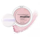 Pink Matte Makeup Compact Powder for Face Brightening & Setting - Lightweight Pressed Powder with Included Puff, Smooth Texture & Soft Matte Finish, 8g Travel-Friendly Case (Pink)