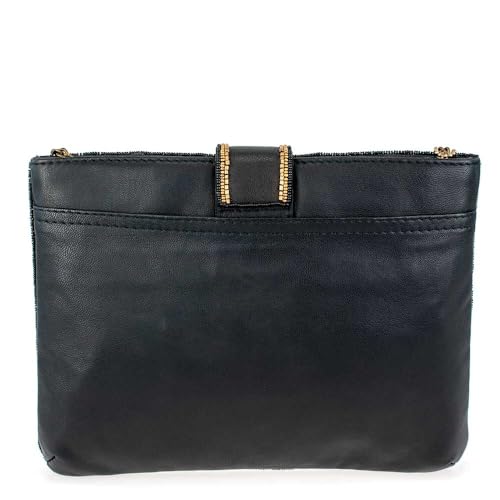 Mary Frances Untamed Beaded Crossbody Handbag Clutch Animal Print Design Novelty Evening Purse with Removable Chain Strap, Black2