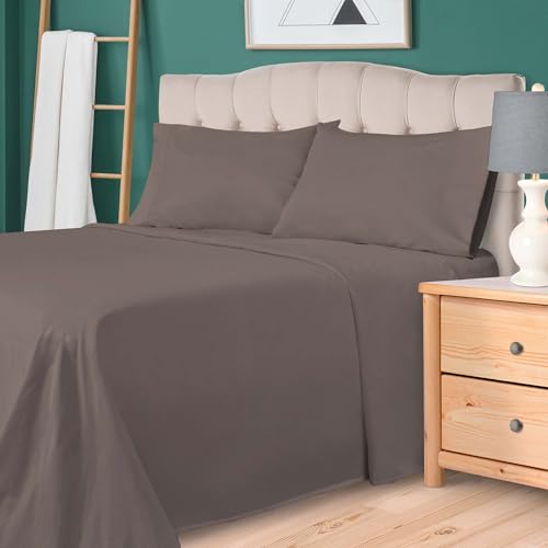 SUPERIOR 700 Thread Count Egyptian Cotton Sheet Set, Bedroom Sheets, Modern Home Essentials, Bedding Basics, 1 Elastic Deep Pocket Fitted Bed Sheet, 1 Flat Sheet, 2 Pillowcases, King, Grey