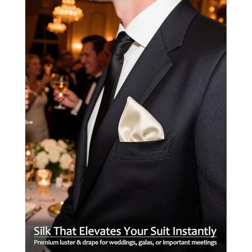 Image of MANSPHIL 100% Real Mulberry Silk Pocket Square for Men, 11x11 Inch Solid Handkerchiefs, Multi Colors