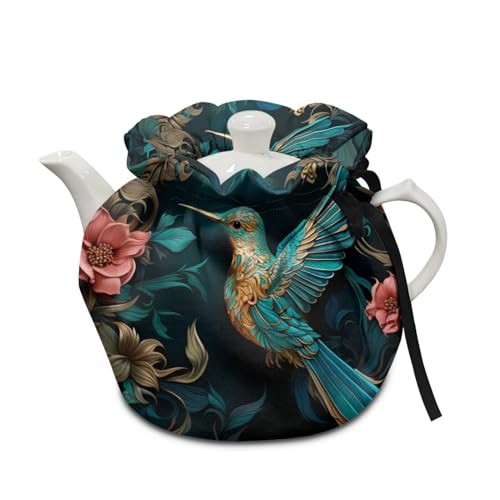 Image of Hummingbird Tea Cozy Foldable Teapot Dust Cover Keep Warmer Teapot Protective Insulated Soft Cover Kitchen Home Decor Accessory Tea Pots Cozy Decorative Accessories