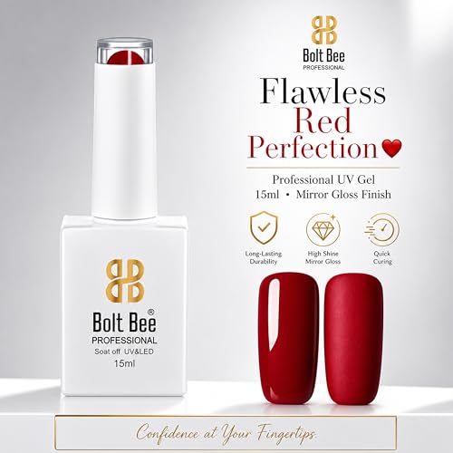 Image of Bolt Bee Red Color Gel Nail Polish Soak Off UV Gel 15ML DIY at Home Manicure Salon Nail Art