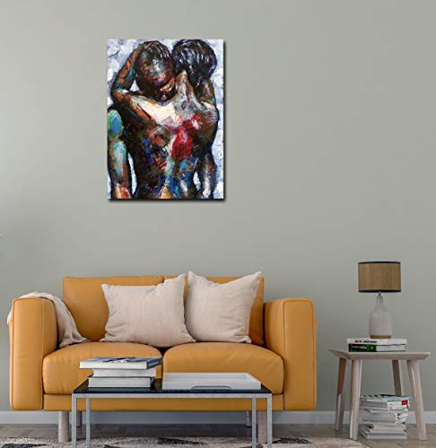 Abstract Wall Art African Artwork Canvas Oil Paintings Love Photo Paintings Decor Home for Bedroom Bathroom Office Framed Ready to Hang 16x 20 inches