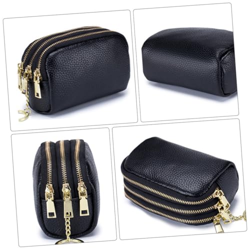 Porte-monnaie en cuir de vachette authentique noir pour homme au design compact épuré - 3