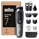 Braun Recortadora Todo En Uno Series 7 AIO7545, Kit De Styling 12en1 Para Barba, Pelo, Orejas, Nariz y Cuerpo, 14 Longitudes, 120 Min De Autonomía, Gris, El embalaje puede variar