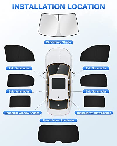 Image of Canvcle Windshield Sun Shade for 2022-2025 2026 Jeep Grand Wagoneer (Not for Jeep Wagoneer) Accessories Sunshade Side Rear Window Shade Cover Sun Visor Privacy Protection Keep Vehicle Cool Black 8PCS