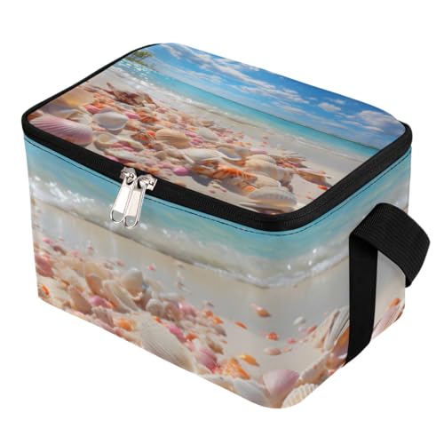 GzLeyigou Lunch Bags for Women Men 9 Cans,Summer Beach Starfish Hot & Cold Food Delivery Bag Insulated Grocery Bag Insulated Lunch Box Sea Shell Conch Cooler Bag for Office Work Picnic Beach