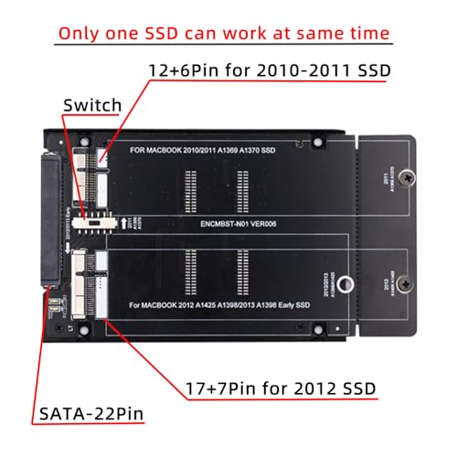 Adaptador SATA 2.5" para SSD Mac Air Pro Retina 2010-2012 miniatura 2